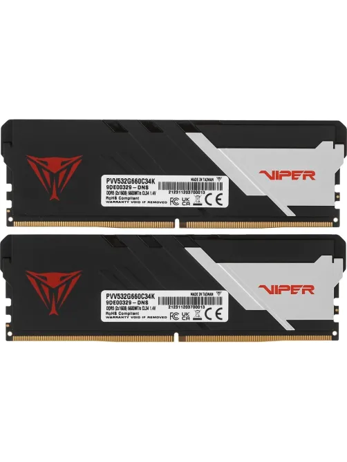 Модуль памяти Patriot Viper DDR5 DIMM 32GB(2x16Gb) 6600MHz(PVV532G660C34K)