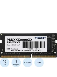 Модуль памяти Patriot DDR4 SO-DIMM 16Gb 2666МГц CL19(PSD416G266681S)