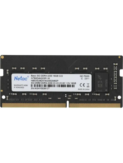 Модуль памяти Netac SO-DIMM DDR4 16Gb, 3200Мгц (NTBSD4N32SP-16)