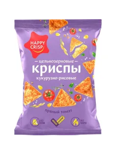 Чипсы Happy Corn цельно кукурузно рисовые,пряный томат,без жарки 50гx18ш/УП