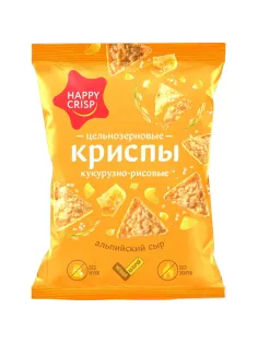 Чипсы кукурузно-рисовые HAPPY CRISP цельнозернов альпийск сыр, 50гx18шт/уп