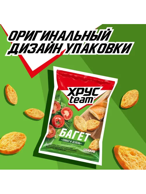 Сухарики Хрустим багет томат/зелень, 60гx24шт/уп