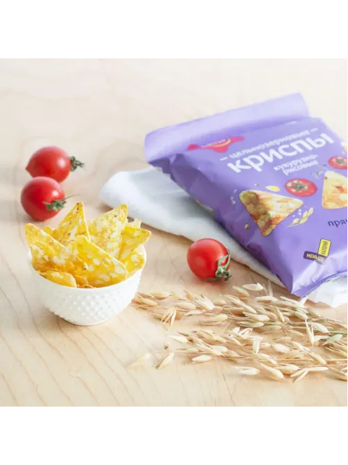 Чипсы Happy Corn цельно кукурузно рисовые,пряный томат,без жарки 50гx18ш/УП