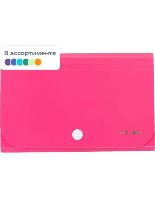 Папка органайзер Vivid на кнопке горизонтА6 12отдел РР 0,6мм  ассортимE5561