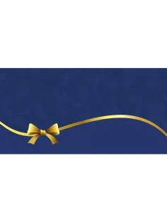 Конверт открытка  Синяя с золотым бантом, 10 шт/уп, КД-250