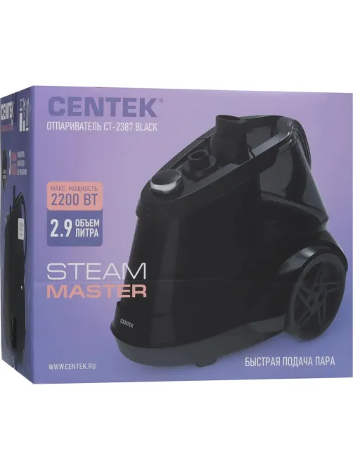 Отпариватель Centek CT-2387 (черный) 2200Вт, 2.9л Пар 45г/мин,вешалка