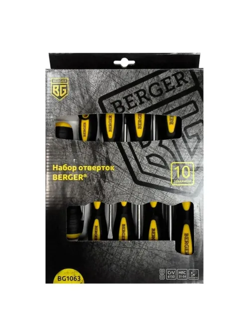 Набор отверток 10 предметов BERGER BG1063
