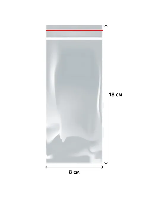 Пакет с замком (Zip Lock) 8 х 18 см, 35 мкм, 1000 шт/уп
