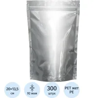 Пакет с замком Zip Lock Дой-пак металл.  92мкм 135x200+(40+40) мм 300шт/уп