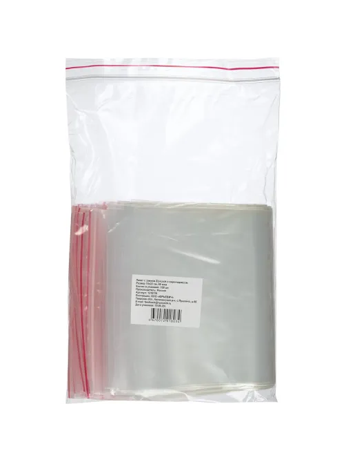 Пакет с замком (Zip Lock) с европодвесом 15 х 22 см, 60 мкм, 100 шт/уп