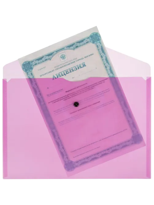 Папка-конверт на кнопке Attache Neon А4 180мкм 8шт/уп оранж,жлт,салат,роз