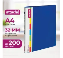 Папка на 4-х кольцах пласт. 25/32мм А4 ATTACHE F504/07 синяя Ро