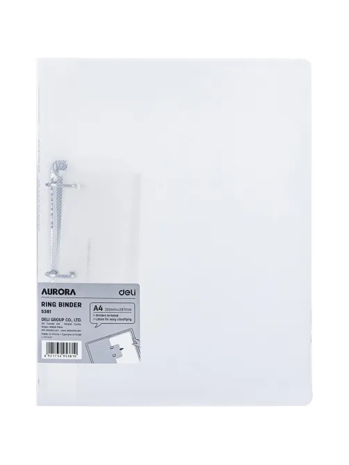 Папка на 2-х кольцах А4 19мм кореш 35мм вместим 200листов РР 1мм прозрE5381