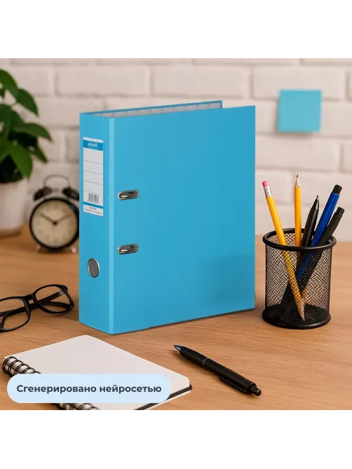 Папка-регистратор ECONOMY PLUS 80мм, голубой, ПБП1,карм.кор.,мет.уг