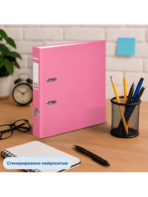 Папка-регистратор ECONOMY PLUS, 50мм, фуксия, ПБП1, карм.кор.,мет.уг