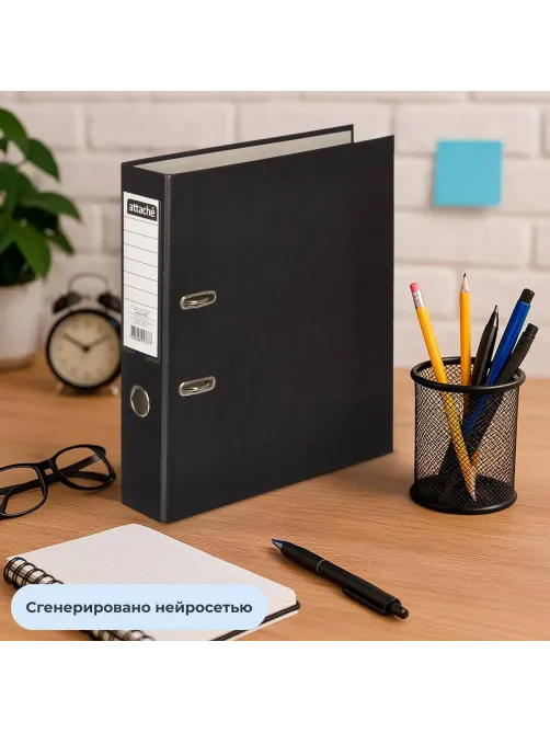 Папка-регистратор  75мм,  черный, ПБП1, карм.кор