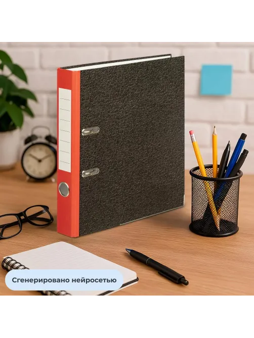 Папка-регистратор  50 мм мрамор с красн кор,мет.уг.,бум/бум