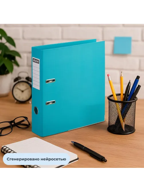 Папка-регистратор 75мм Attache, А4, бирюзовая, ПБП2, метал. угол,карман.кор