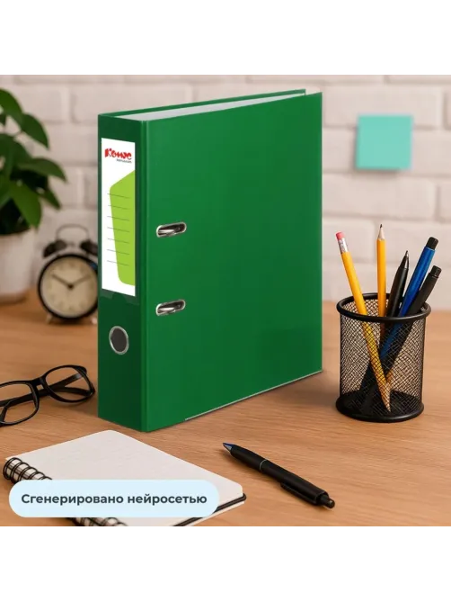 Папка-регистратор Комус Экономи 50мм зеленая, ПБП1, карм.кор., мет.уг
