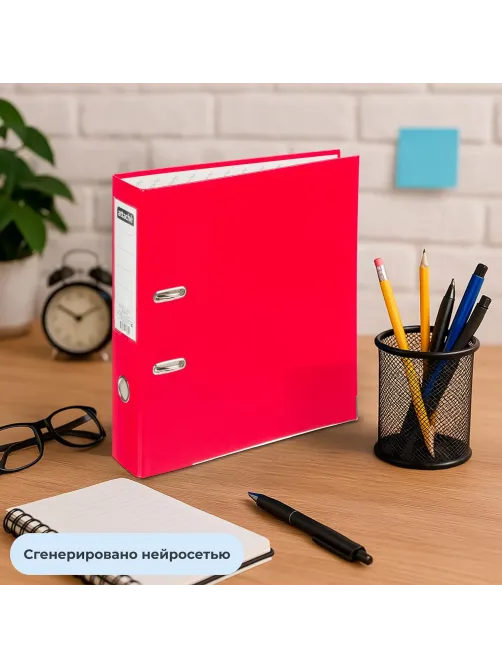 Папка-регистратор 75мм Attache А4, красная, тиснение кожа, метал. угол