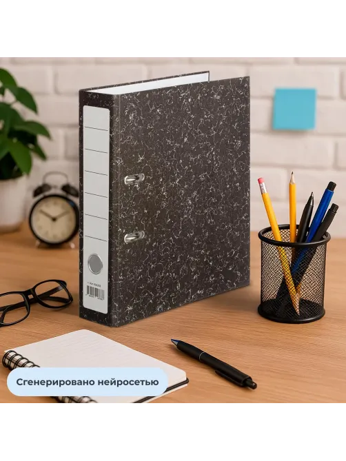 Папка-регистратор  без мет.угол_бюдж 75мм ч/б бум/бум,карм.к