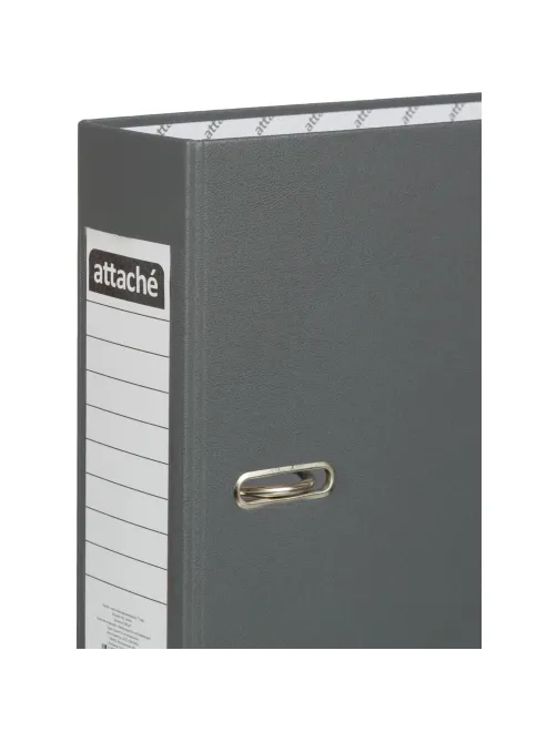 Папка-регистратор 75мм Attache А4, темно-сер., тиснение кожа, мет. угол