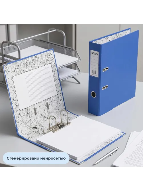 Папка-регистратор 75мм Attache А4, синяя, РР/бумага, мет. уголок