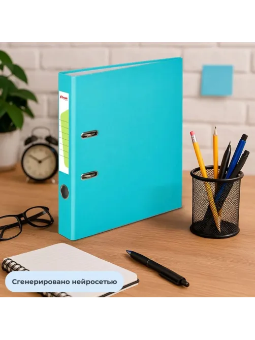 Папка-регистратор Комус Экономи 50мм бирюзовый тиффани,ПБП1,карм.кор,мет.уг