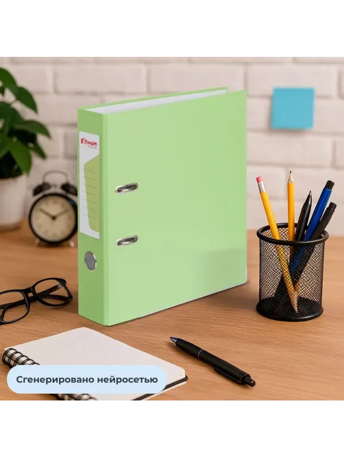 Папка-регистратор Комус Экономи 75мм персидский лайм,ПБП1,карм.кор.,мет.уг