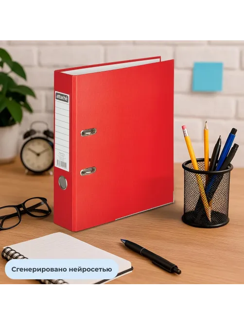 Папка-регистратор ATTACHE(ПВХ+бум)с мет.уголком,75мм,красная,ПБП1,карм.кор