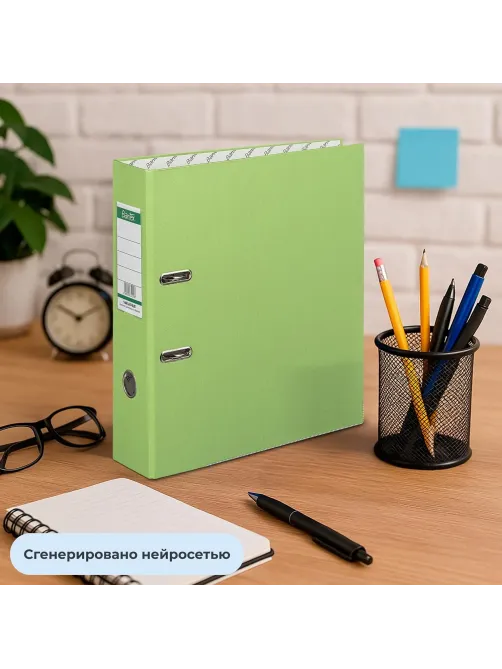 Папка-регистратор ECONOMY PLUS 80мм, лайм, ПБП1, карм.кор.,мет.уг