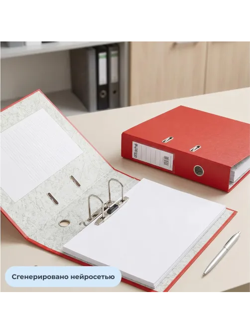 Папка-регистратор 75мм Attache А4, красная, РР/бумага, без мет. уголка