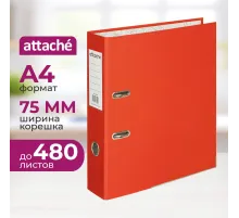 Папка-регистратор 75 мм Attache А4, красная, РР/бумага, мет. уголок