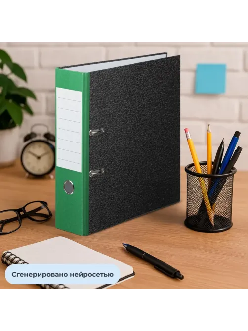 Папка-регистратор  80 мм мрамор с зелым кор,мет.уг.,бум/бум
