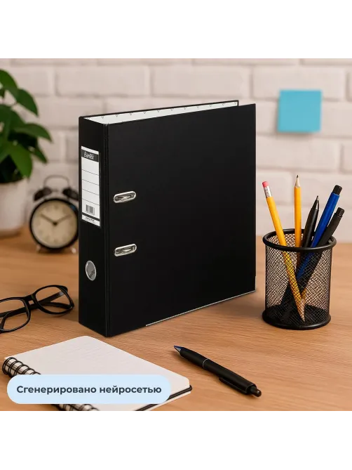 Папка-регистратор ECONOMY PLUS 80мм,чер,ПБП1,карм.кор,мет.уг