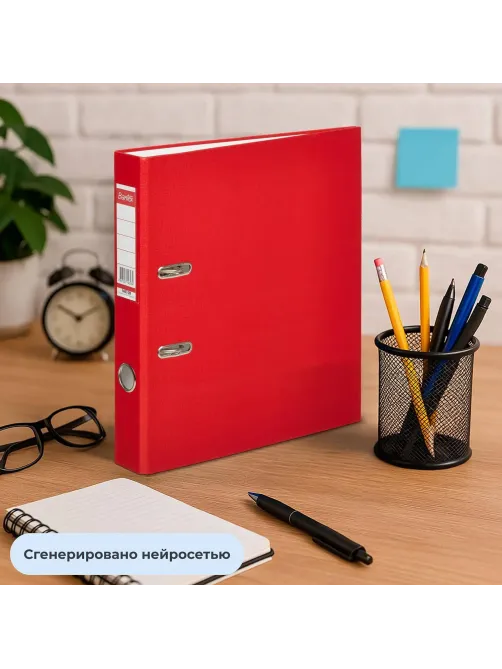 Папка-регистратор ECONOMY ,б/мет.уг,50мм,красн,ПБП1,карм.кор