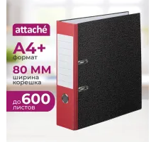 Папка-регистратор  80 мм мрамор с красн кор,мет.уг.,бум/бум