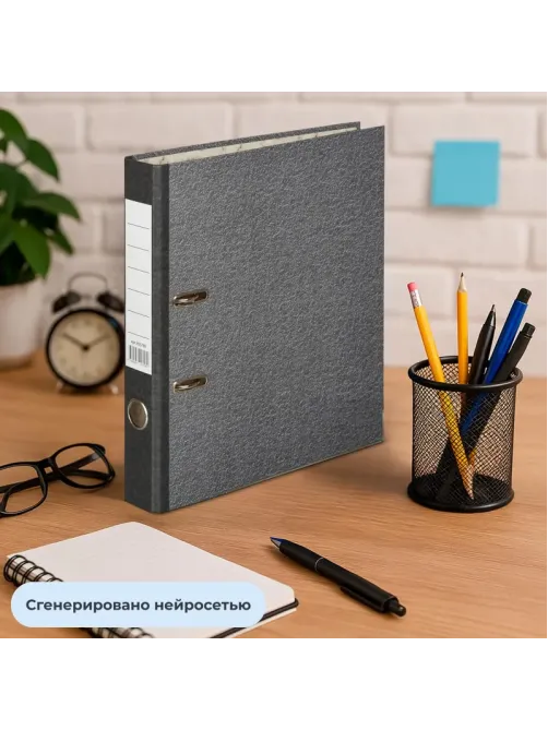 Папка-регистратор 50мм с мет.уг.мрамор ч/б, в уп.10шт,бум./бум
