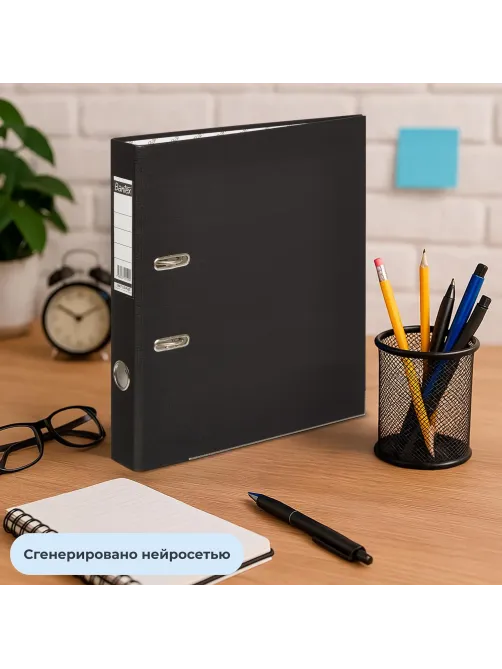 Папка-регистратор ECONOMY PLUS 50мм,чер,ПБП1,карм.кор,мет.уг