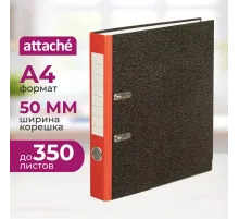 Папка-регистратор  50 мм мрамор с красн кор,мет.уг.,бум/бум