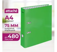 Папка-регистратор 75мм  Attache Neon А4 зеленый б/мет уголка, лам картон