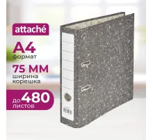 Папка-регистратор 75 мм (+/- 5 мм) мрамор, черный,бум/бум,мет.уг