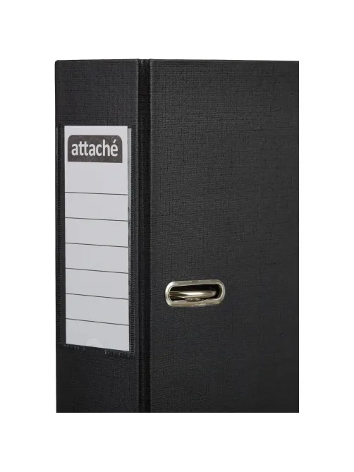 Папка-регистратор 75мм Attache, А4, черная, ПБП2, метал. угол, карман.кор