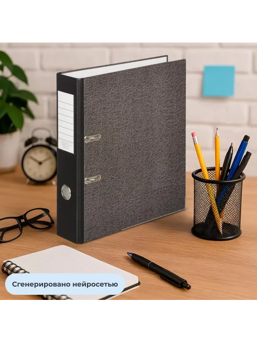 Папка-регистратор 75 мм Attacheмрамор,мет.уг.,черный кореш,карм.кор,бум/бум