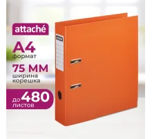 Папка-регистратор 75мм Attache, А4, оранжевая, ПБП2,метал. угол, карман.кор