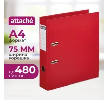 Папка-регистратор 75мм Attache, А4, красная, ПБП2, метал. угол, карман.кор