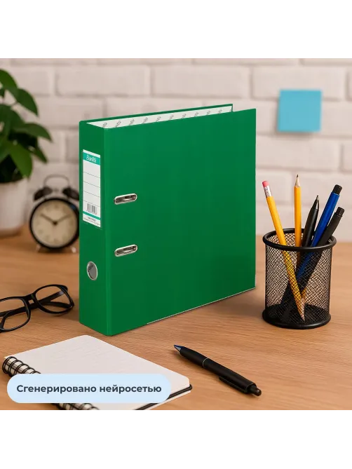 Папка-регистратор ECONOMY PLUS 80мм,зел,ПБП1,карм.кор,мет.уг