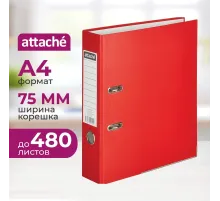 Папка-регистратор ATTACHE(ПВХ+бум)с мет.уголком,75мм,красная,ПБП1,карм.кор