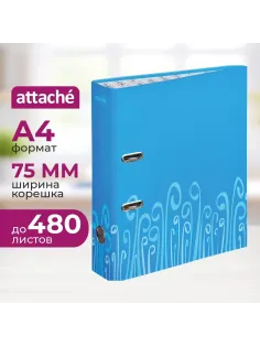 Папка-регистратор Attache Fantasy 75мм ламин.картон голубой, бум/лам.карт