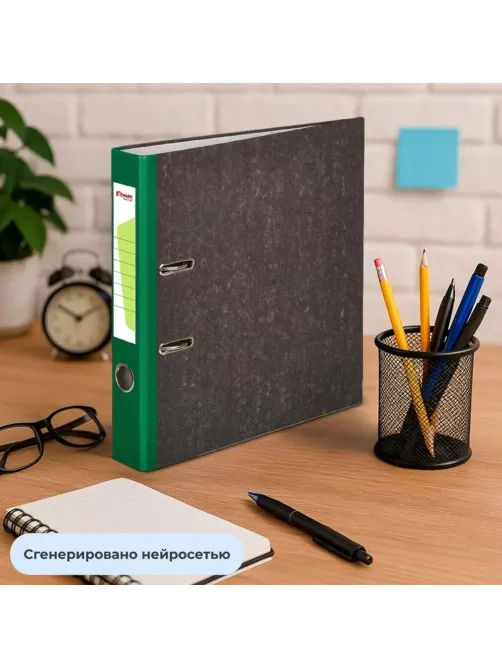 Папка-регистратор Комус мрамор.карт 50мм зел. кореш,бум/бум,карм.кор,мет.уг
